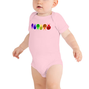 www.lovekimmycatalog.com Baby One Piece- Rainbow Ladybug  pink