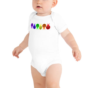 www.lovekimmycatalog.com Baby One Piece- Rainbow Ladybug white