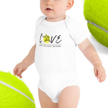 Load image into Gallery viewer, www.lovekimmycatalog.com Baby One Piece Tennis Gear- Live To LOVE Tennis white
