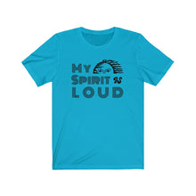 Load image into Gallery viewer, www.lovekimmycatalog.com turquoise blue Unisex Bella Cotton Tee- My Sprit Is loud turquoise
