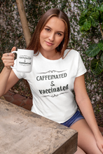 将图片加载到图库查看器，Men&#39;s Long Sleeve Statement Shirt- Caffeinated &amp; Vaccinated

