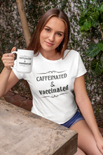 Cargar imagen en el visor de la galería, Men&#39;s Long Sleeve Statement Shirt- Caffeinated &amp; Vaccinated
