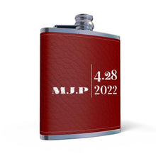 Load image into Gallery viewer, Leather Hip Flask- Holiday Red

