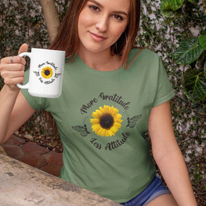 www.lovekimmycatalog.com green sunflower tshirt with matching mug inspirational saying