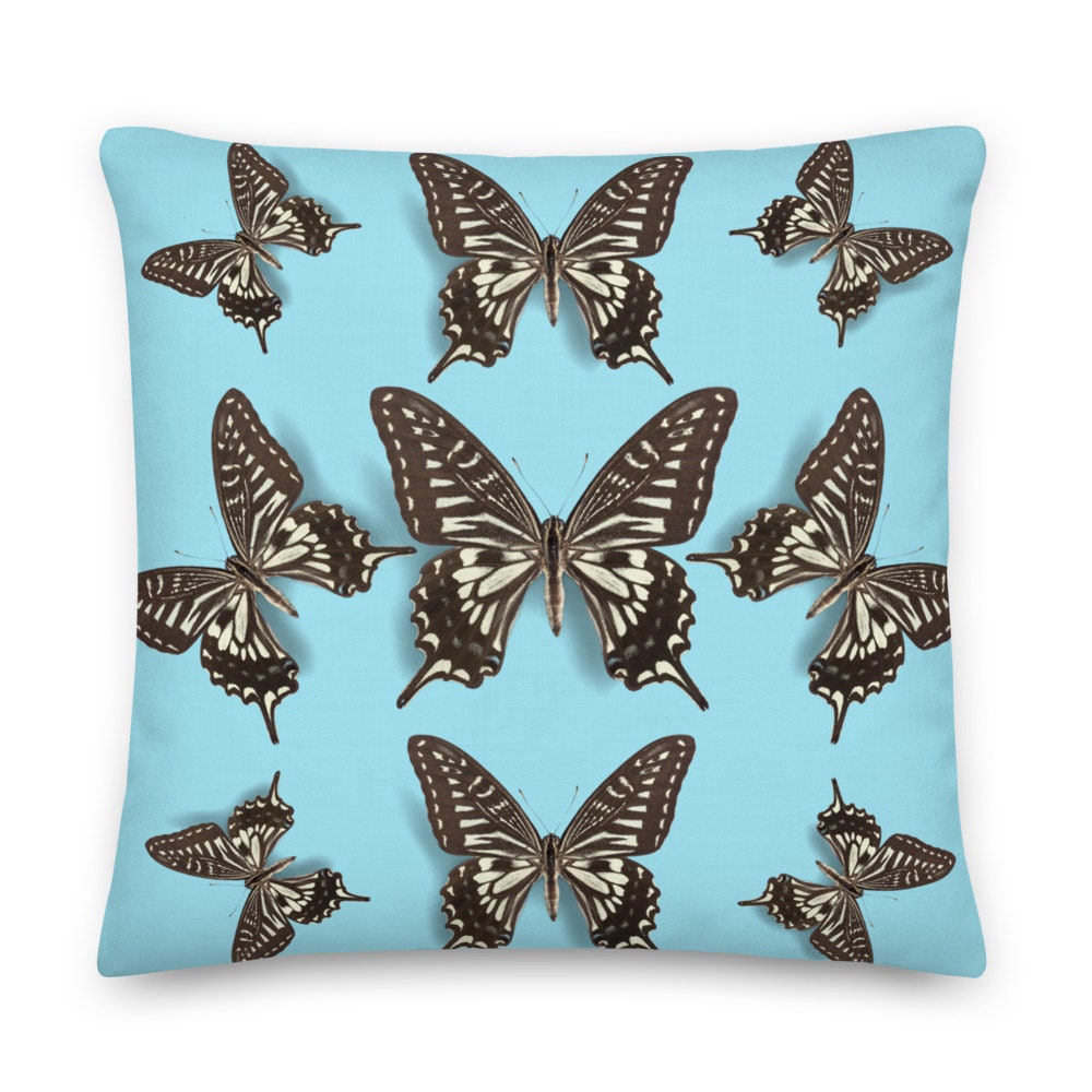 Pillow Throw- Butterfly Turquoise Blue