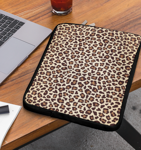 neoprene laptop sleeve with leopard print