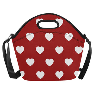 lovekimmycatalog.com large Neoprene Lunch Bag with Hearts- Red