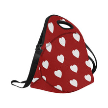 Load image into Gallery viewer, lovekimmycatalog.com large Neoprene Lunch Bag with Hearts- Red

