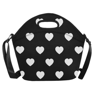 lovekimmycatalog.com large Neoprene Lunch Bag with Hearts- Black