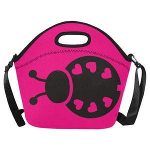 lovekimmycatalog.com Neoprene Lunch Bag- Hot Pink Ladybug large