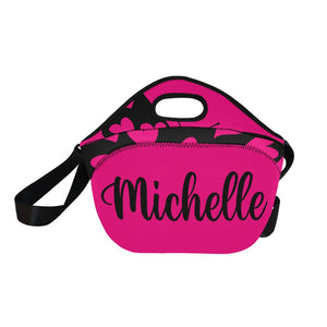 www.lovekimmycatalog.com large Neoprene Lunch Bag- Pink Butterly