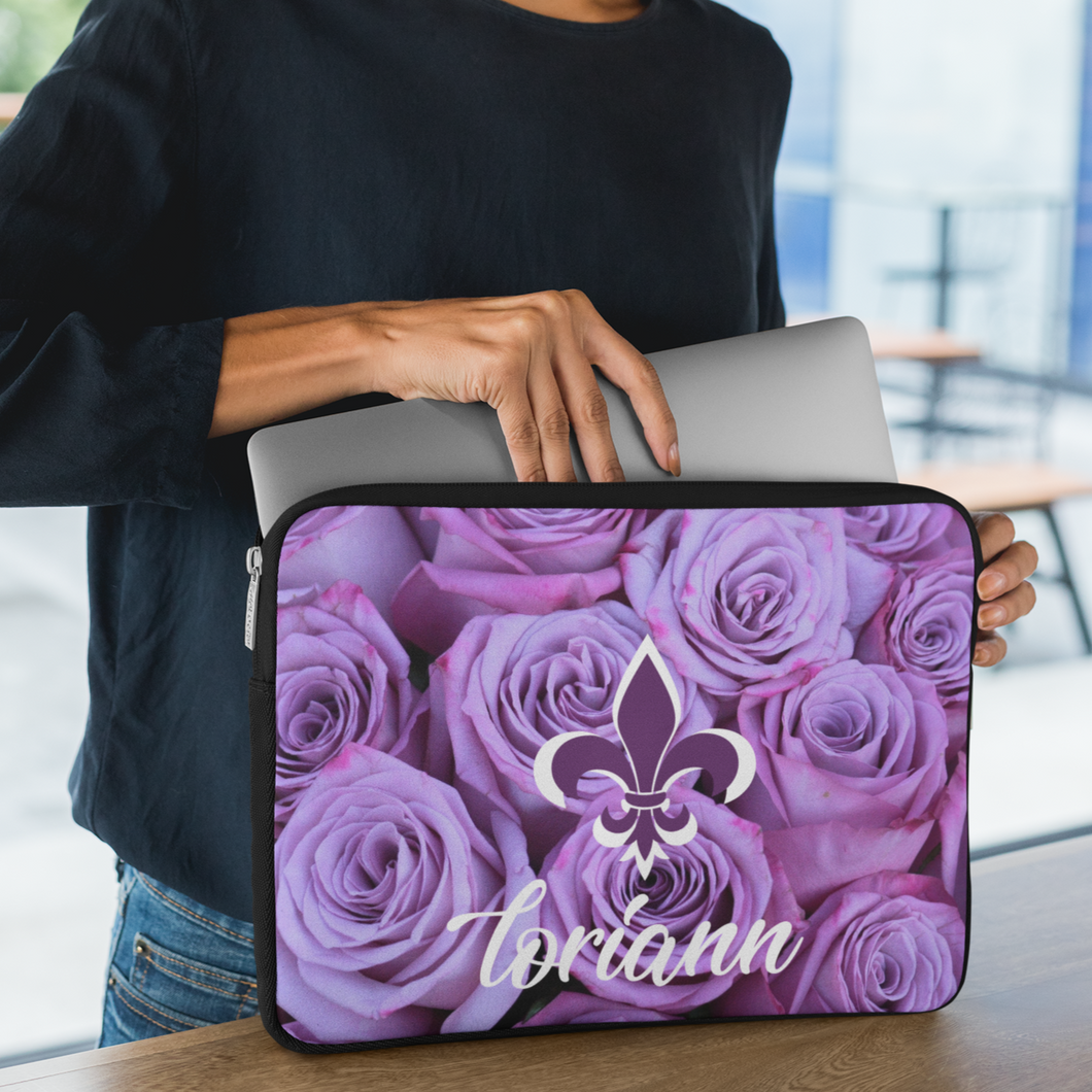 le fluer purple rose custom laptop sleeve