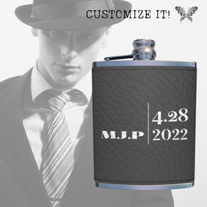 Leather Butterfly Hip Flask - Wing Man's Gray