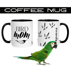 www.lovekimmycatalog.com black Coffee Mug- Bird Mom