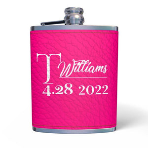 Leather Butterfly Hip Flask - Bridal Pink