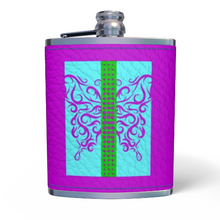 Load image into Gallery viewer, Leather Butterfly Hip Flask- Purple Butterfly 6 oz
