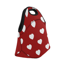 Load image into Gallery viewer, lovekimmycatalog.com small Neoprene Lunch Bag with Hearts- Red
