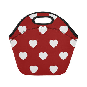 lovekimmycatalog.com small Neoprene Lunch Bag with Hearts- Red