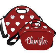 将图片加载到图库查看器，lovekimmycatalog.com large Neoprene Lunch Bag with Hearts- Red
