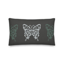 将图片加载到图库查看器，Butterfly Throw Pillow- Reversible Gray
