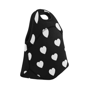 lovekimmycatalog.com Small Neoprene Lunch Bag with Hearts- Black