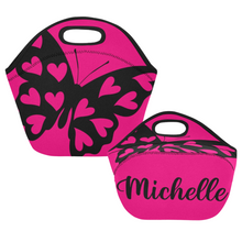 Load image into Gallery viewer, www.lovekimmycatalog.com small Neoprene Lunch Bag- Pink Butterly
