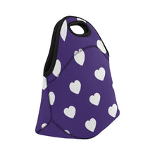 Load image into Gallery viewer, lovekimmycatalog.com small Neoprene Lunch Bag with Hearts- Purple
