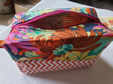 Load image into Gallery viewer, Handsewn Cosmetic Bag- Tropical Garden
