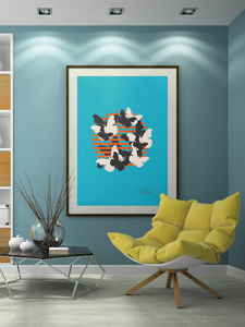 Poster Art Minimalist Butterfly Graphic Art- Turquoise
