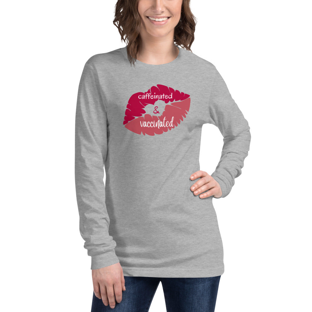 www.lovekimmycatalog.com Woman's Statement Shirt- Caffeinated & Vaccinated gray