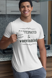 Men's Long Sleeve Statement Shirt- Caffeinated & Vaccinated