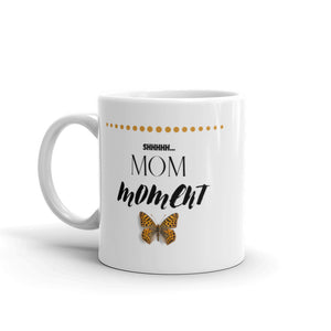 Funny Ceramic Mug- "MOM moment" Yellow Butterfly