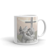 将图片加载到图库查看器，Religious Coffee Mug- Cherub Hugs a Cross
