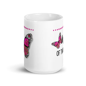 Ceramic Coffee Mug- Pink Butterfly "Mom of Twins"