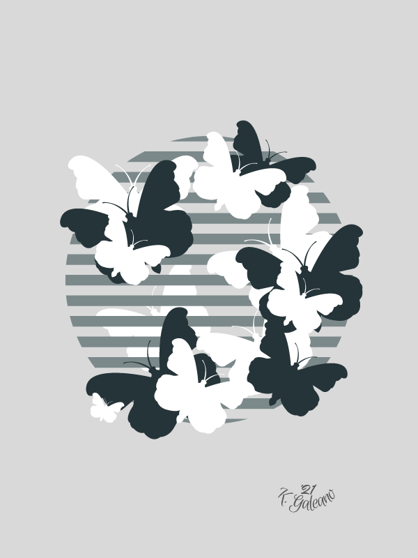 Poster Art Minimalist Butterfly Graphic Wall Art- Gray