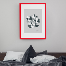 Cargar imagen en el visor de la galería, Poster Art Minimalist Butterfly Graphic Wall Art- Gray
